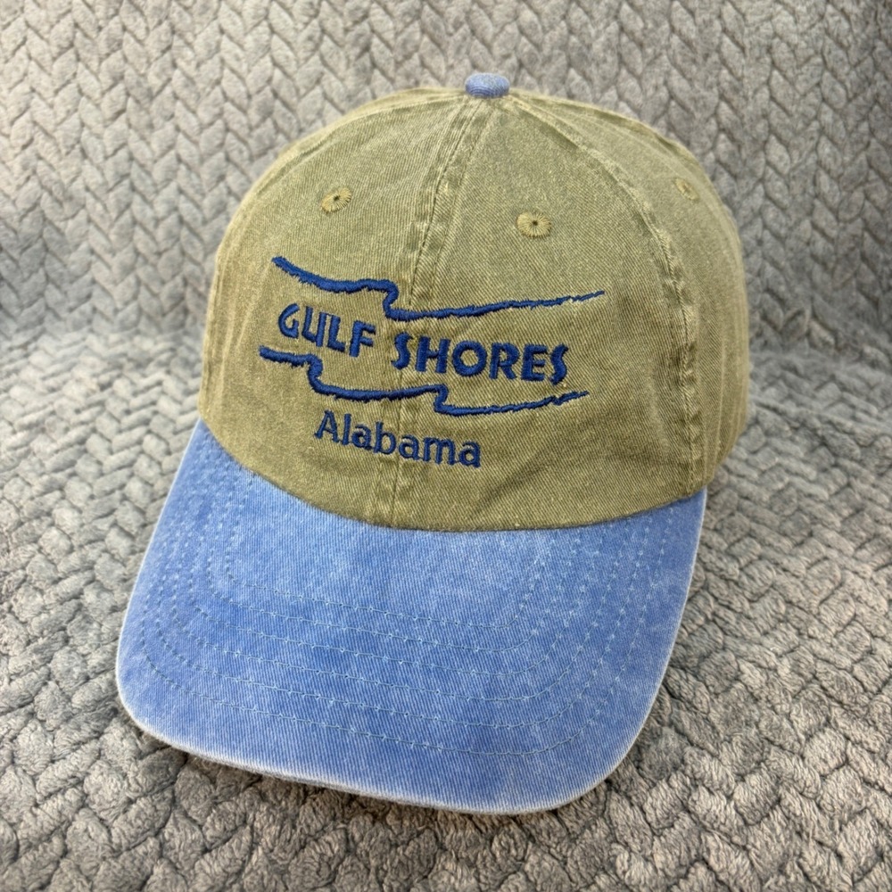 Royal Resortwear Gulf Shores Alabama Dad Hat Olive Green Blue Cotton Strapback